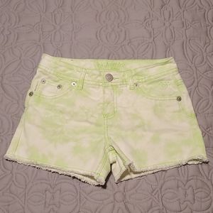 Justice Lime Green tie dye Cut Offs